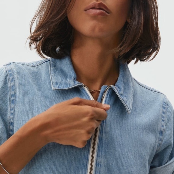 Everlane The Denim Short Coverall Overall Romper - Picture 3 of 15